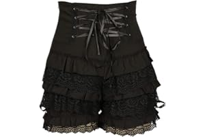 COSPLAYDIY Women's Cute Gothic Steampunk Lolita Maid Ruffle Lace Pumpkin Cosplay Bloomers Shorts