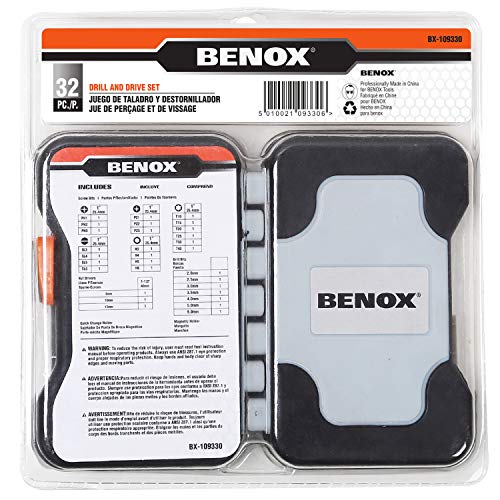 Benox Titanium Metal Drill Bits 1/4" Hex Shank Quick Release Drill Bits Screwdriver Bit Set Extension Holder Quick Change Holder High Torque Screw Driver Bit (32pcs Drill And Screwdriver Bits)