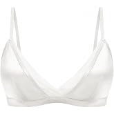 SilRiver Women's Silk Satin Padded Bralette Wireless Everyday Bra | Premium Genuine Silk, Buttery, Breathable, Comfortable. Removable Pads. Smooth Under Tops &amp; Dresses
