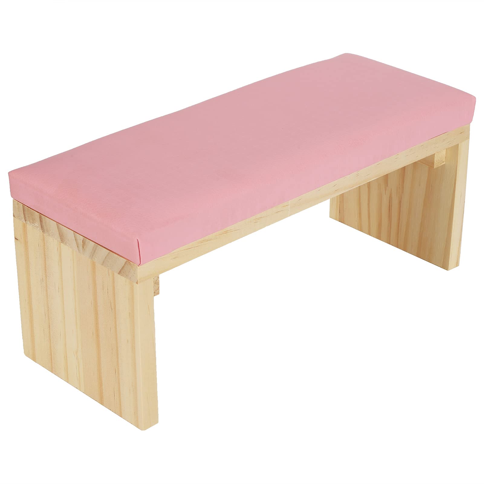 Nail Arm Rest, Wooden Manicure Pillow Stand Nail Art Hand Pillow Mat Soft Comfortable PU Leather Wooden Stand Arm Rest Cushion for Nail Salon (Pink)