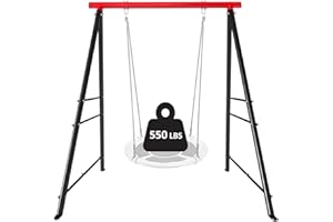 FRUYYZL Swing Stand Frame, 550lbs Weight Capacity Swing Stand, Heavy Duty A-Frame Swing, Single Swing Frame for Yoga Hammock Saucer Baby Porch Swing(Swing NOT Included),Red, 3 Beam