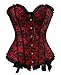 Womens Floral Black Lace Trim Corset Overbust Waist Cincher Bustier Top