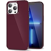 LoeoeL for iPhone 13 Pro Max Phone Case Liquid Silicone, Cute Girly Thin Ultra Slim Jelly Soft Rubber Gel Protective Glossy Hard Plastic Case, Plain Solid Color Cover for Women Girl, Burgundy Maroon