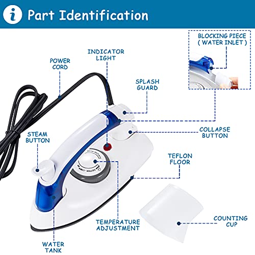DenniesCare Travel Iron Portable Steam Iron for Clothes Handheld