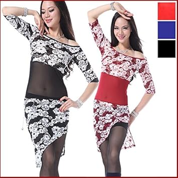 Amazon ダンス衣装 ステージ衣装 ベリーダンス 社交ダンス ワンピース 花柄 3色 レッスン着 イベント衣装 ２way チョリ スカート ストレッチ フィットネスウェア ヨガウェア C1 Am Mika Dress ミカドレス 社交ダンス
