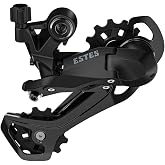 microSHIFT Estes Long Cage Rear Derailleur - 7/8/9-Speed Compatible, 34-40t Max Cassette Cog, 45t Capacity, MTB Compatibility, Robust Construction, Black
