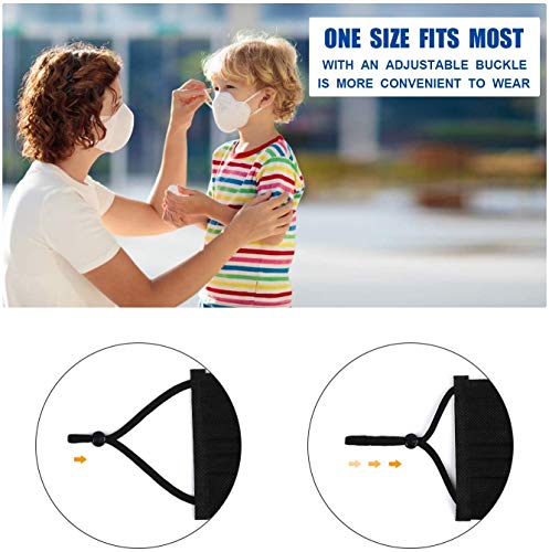 100 Pieces Sewing Elastic Cord with Adjustable Buckle for Face Mask, High Stretchy Earloop Fabric Tie Lanyard Rope for DIY Sewing & Crafts (Black)