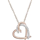 Timeless Love 1/10 CT Diamond Heart Shaped Pendant Set in Sterling Silver with 14K Gold Plating, Necklace with 18" Chain, Dainty Jewelry for Women, Luxury Fashion Pendant Necklaces for Women