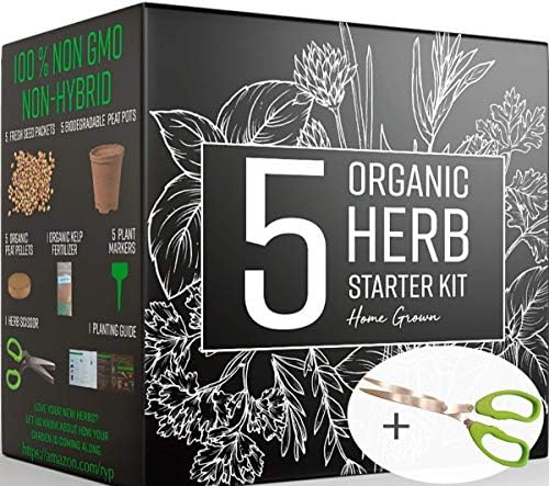 Herb Garden Starter Kit Indoor - Complete Herb Growing Kit for Kitchen Garden, Kit Includes Peat Pots, Herb Seeds, Bonus Scissors - DIY Unique Gardening Gift