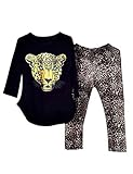 Kidlove Leopard Head Print T-shirt Skinny Legging Pants Girls Clothes Set Outfit