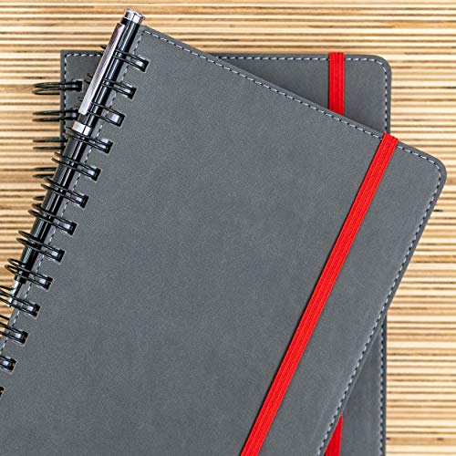 Spiral Bullet Journal Notebooks with Dotted Grid Pages | 120GSM Paper, Faux Leather Hardcover, A5 Size | 200 Dot Grid Pages Per Book, Set of 2 | Perfect for Writing and Drawing - Thumbnail 4