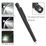 SGODDE Security Protection Multifunction Tactical Pen, Sahara Sailor Aerospace Aluminum Tactical Pen - Multifunctional Survial Tool with LED Flashlight Glass Breaker Bottle Opener(Black) (Style 1)