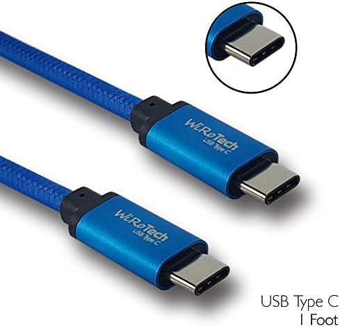 USB C Cable, WiRoTech Blue USB-C to USB-C Fast Charging Cable (1 Foot, Blue)