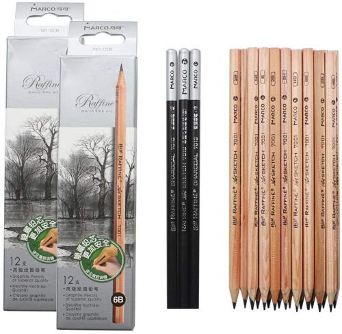 Soucolor 18PCS Sketching Pencil with 3 Charcoal Pencil 2 Eraser 3 Paper Pens 1 Pencil Sharpener 1 Pencil Extender and 1 Pencil Wrap Set Art Craft for Drawing Sketching,Artists Getting Started Young artist student or Any budding artists