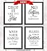 Paper Maven Delights Funny Bathroom Signs UNFRAMED - Set of 4 Prints, Humorous Wall Art, 8 x 10 inches primary