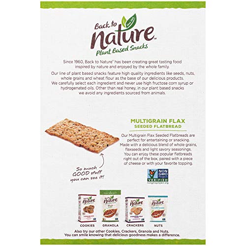 BACK TO NATURE MULTIGRAIN FLAX SEEDED FLATBREAD CRACKERS – DAIRY FREE, NON-GMO, MADE WITH WHEAT FLOUR & WHOLE GRAINS, DELICIOUS & QUALITY SNACKS, 5.5 OUNCE