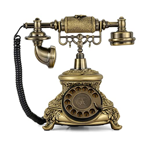 Dyna-Living Vintage Telephone Antique Phone Rotary Old Fashion Phone Vintage Landline Phone Decor, Ringtone Volume Adjustable Rotary Retro Telephone for Home or Office Use