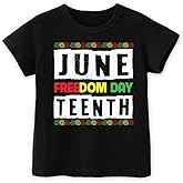 Todder Boys Juneteenth Shirts for Girls Kids, Funny African American History Shirts 1865 Peace Love Tees 2-8T