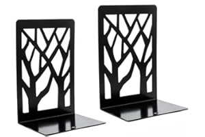 zmgmsmh Tree Bookends Metal Nonskid Bookends Heavy Duty Bookshelves Organizer Office Bookend for Shelves, Book Ends for Heavy Books (Tree Shadow A-Black, 1 Pair)