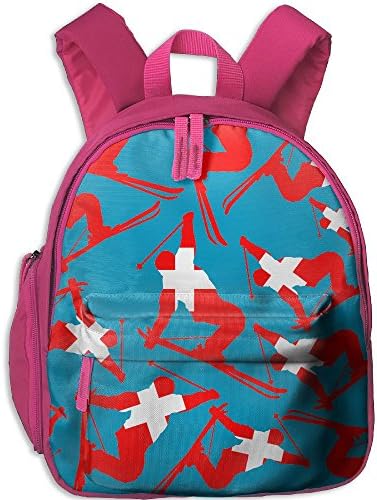 Ski Jumping Swiss Flag Silhouette Kids Printed Book Bags Casual Waterproof Backpacks School Bags