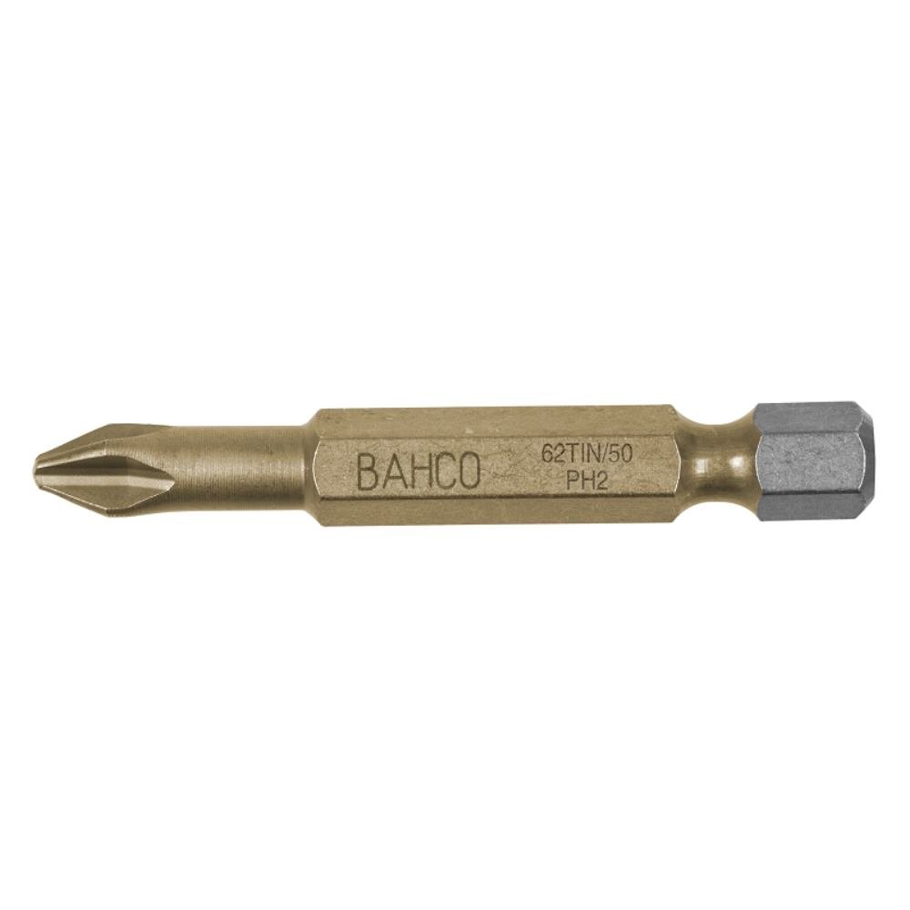 Bahco 62TIN/50PH2 Ph2 Tin Bit for Philipps Head Screws, Gold, 50 mm, 5-Piece