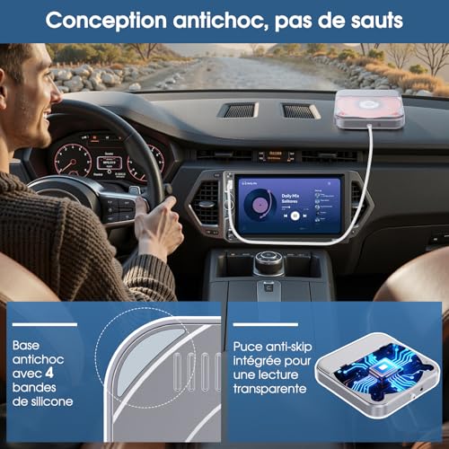Car CD Player with USB/AUX Port, CENXINY External Car CD Player Compatible with Car Radio, AUX Cable, USB Extension, Type-C Conversion Adapter (A-C)