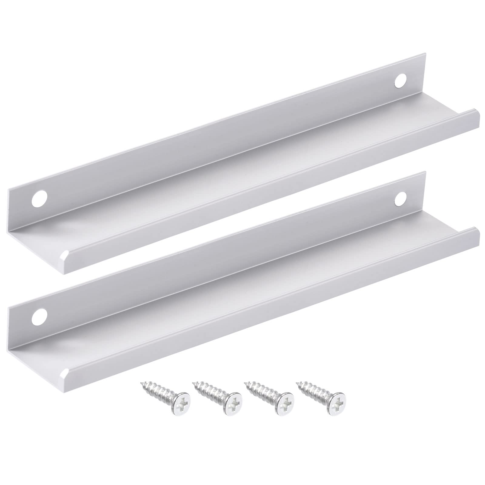 METALLIXITY Finger Edge Pull (250mm/9.84") 2Pcs, Aluminum Alloy Drawers Edge Pulls Back Mount Handle - for Home Kitchen Door Drawer, Silver Tone — image 1
