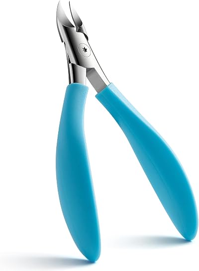FVION Toenail Clippers for Thick Nails Long Handle Wide Jaw Blue