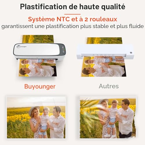 Laminator, Buyounger Laminator A3 A4 A5 A6 Cold/Hot Mode with 25 Pockets, 60s Fast Heating Laminating Machine, Anti-Overheating/Auto Shutdown/ABS Laminating Machine for Home/School/Office