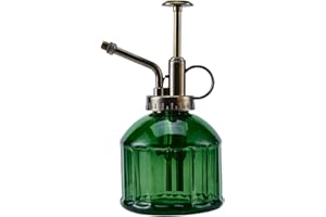 Ebristar Glass Plant Mister Spray Bottle, 6.5" Tall Vintage Plant Spritzer Watering Can, Succulent Watering Bottle with Top Pump, Small Plant Sprayer Mister for Indoor Outdoor House Plant - Dark Green