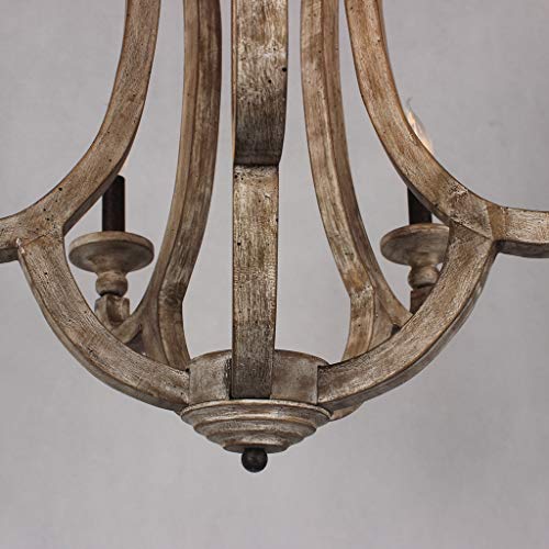 Docheer Cottage Vintage 5 Light Wood Metal Chandeliers Shabby Chic