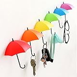 Generic Key Holder Key Hanger Wall Key Colorful Umbrella Wall Rack Wall Key Holder Key Organizer for Keys Jewelry And Other Small Items Pack of 6