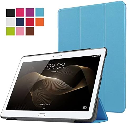Huawei MediaPad M2 10.1 Case，Xindayi Ultra Slim Tri-Fold Leather Case Stand Cover with Auto Sleep/Wake Function for 10.1" Huawei MediaPad M2 Tablet PC (M2 10 3-Fold-light blue)
