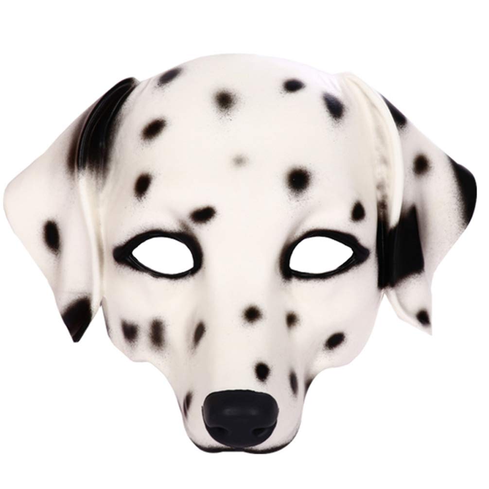 Amosfun Carnival Party Headpiece Dalmatian Dog Headpiece Costume Full Face Animal Cosplay Face Cover Theme Party Masquerade Festival Photo Booth