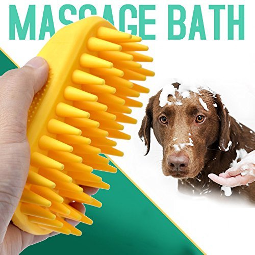 Okared Pet Shampoo Brush for Pets Dogs Cats, Anti-skid Rubber Dog Cat Pet Grooming Shower Bath Brush Massage Comb (Orange)