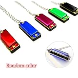 happu-store Creative Selling Cute Mini Harmonica 4 Hole 8 Tone Necklace Silver