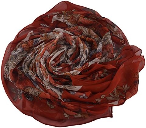 XianCanFu 100% Silk Georgette Square Scarf Shawl Wrap 42×42inches 100% Silk Georgette Square Scarf Shawl Wrap 42×42inches (Elegant dark red)