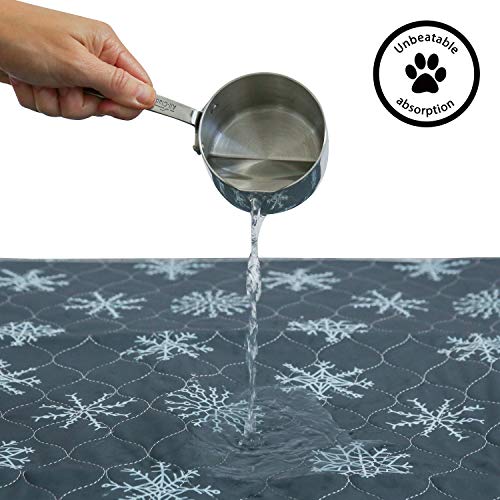 rocket & rex Washable, Puppy Pee Pads. Waterproof, Pet Training Reusable Pads. Leak-Proof and Absorbent. Limited Edition Holiday Print. (30" x 36" - 2 Pack, Snowflake)