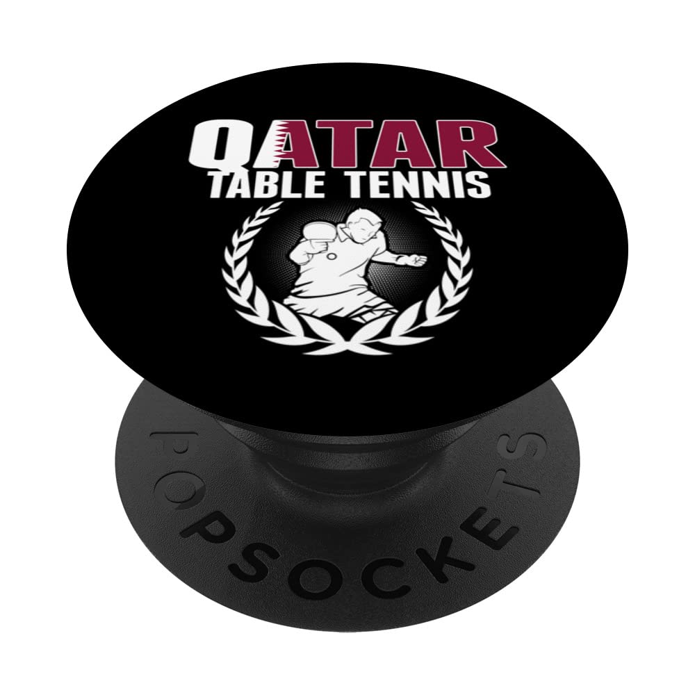 Proud Qatar Table Tennis Lovers Jersey Qatari Flag Ping Pong PopSockets Swappable PopGrip