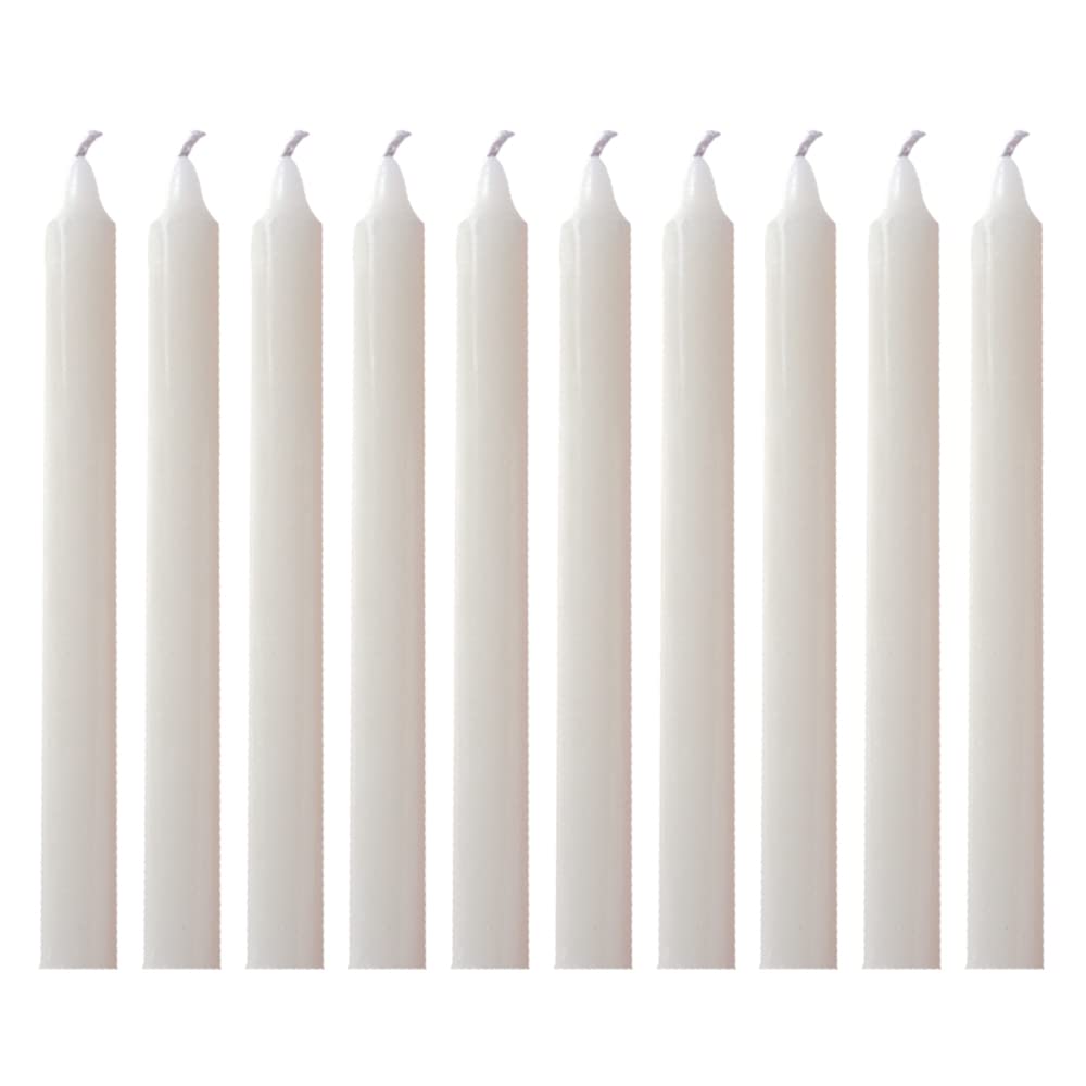 1ABOVE Pack of 10 | Household Candles | Unscented - 5 Hour Burn Time | Premium White Wax