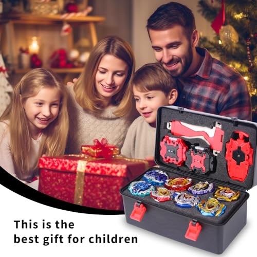 Battle for Nitro Spinning Top Box, Suitable for Ages 6+ | Battle Spinner Set, 12 Burst Gryo 2 Launchers 1 Starter Rope with Handle, Burst Spinner Box