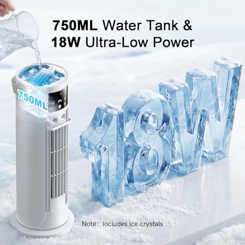Portable Air Conditioners - 3 Speeds & Storm Mode & Mist Spray, Tower Cooling Fan with Timer, 120° Oscillation for Home, Office, Bedroom, Living Room - Portable AC Standing Fan (White)