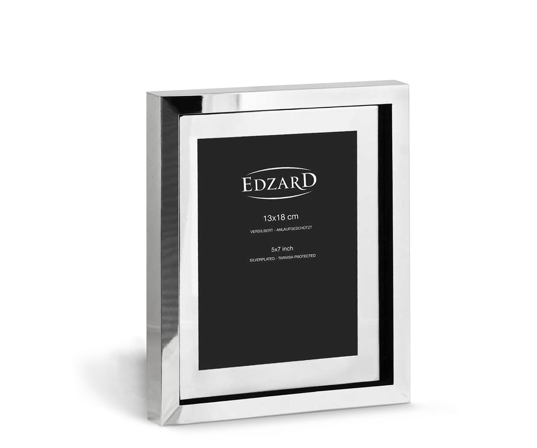Edzard Silver Plated Photo Frame 5"x7" (13x18 cm) Caserta, Non-Tarnishing, High Gloss Finish, Real Glass Front & Premium Velvet Back, Portrait or Landscape Display - Elegant Wedding Gift