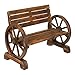 Zingz & Thingz Rustic American Old West Outdoor Home & Garden Wooden Wagon Wheel Bench, 42.25x21x31, Brown