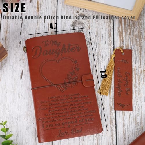 Koogel To My Daughter Leather Journal, 140 Pages Refillable Writing Journal Embossed Vintage Notebooks Mother Daughter Gifts Christmas Birthday Gifts for Daughter from Mom