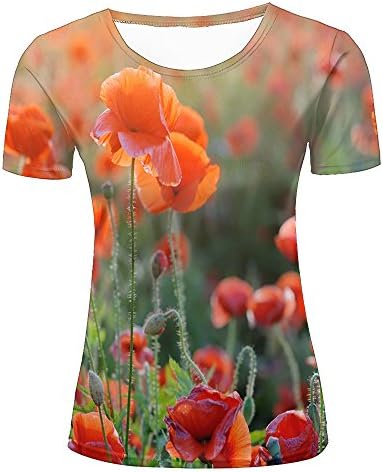 liangjinyan Couple T Shirts Red Poppyeadow Print 3D Tee XXL