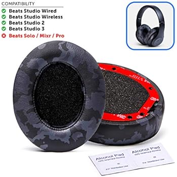 Upgraded Beats Replacement Ear Pads by Wicked Cushions - Compatible with Studio Wired B0500 / Wireless B0501 / Studio 2 and Studio 3 Over Ear Headphones ONLY (Does NOT FIT Beats Solo) | Black Camo