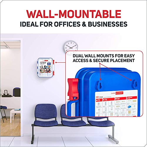 Care Science First Aid Kit Professional + All Purpose, 351 Pieces - Meets OSHA ANSI 2015 Guidelines with Wall Mount. Professional Use for Work, School, Home, Car, Survival, Camping, Hiking, and More