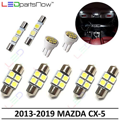 LEDpartsNow Interior LED Lights Replacement for 2013-2019 Mazda CX-5 CX5 Accessories Package Kit (9 Bulbs), WHITE