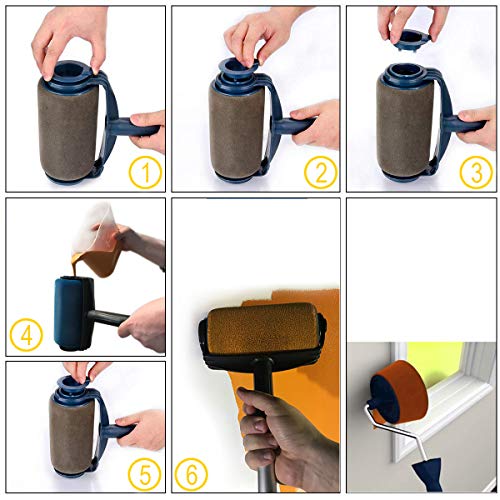 Paint Roller Kit,KUPOO Pro Edger DIY Brush Handle Room Wall Painting Runner Roller Tool Home Wall Decorative(9 Pcs)